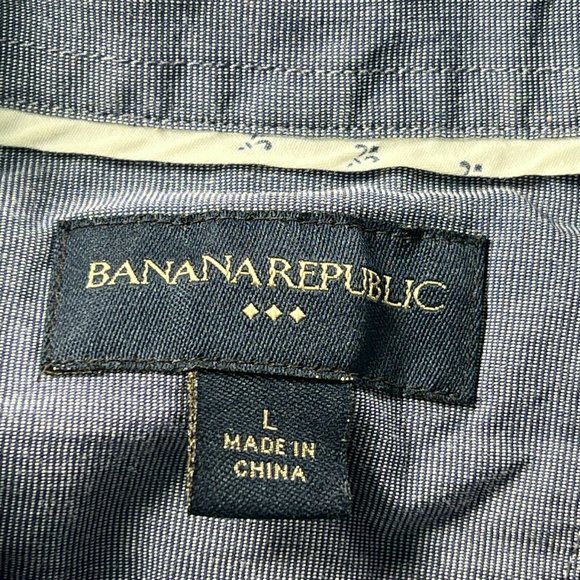 Banana Republic Shirt Men's Large Long-sleeve Button-up Blue Cotton Casu… - Picture 3 of 6